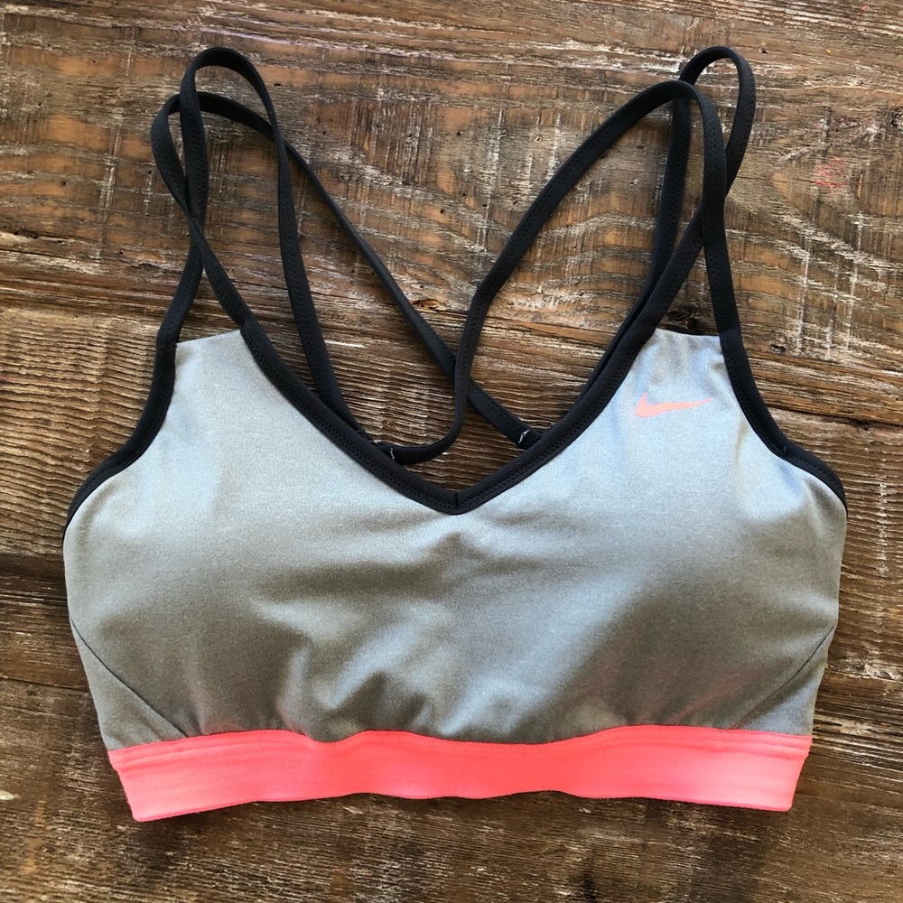 Nike Sports Bra Gray & Neon Peach